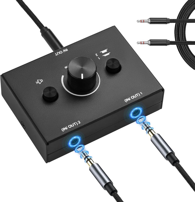 Zeroffi 3.5mm Stereo Audio Switch Audio Switcher Passive Speaker Headphone Manual Selector Splitter Box Audio Sharing - Image 1